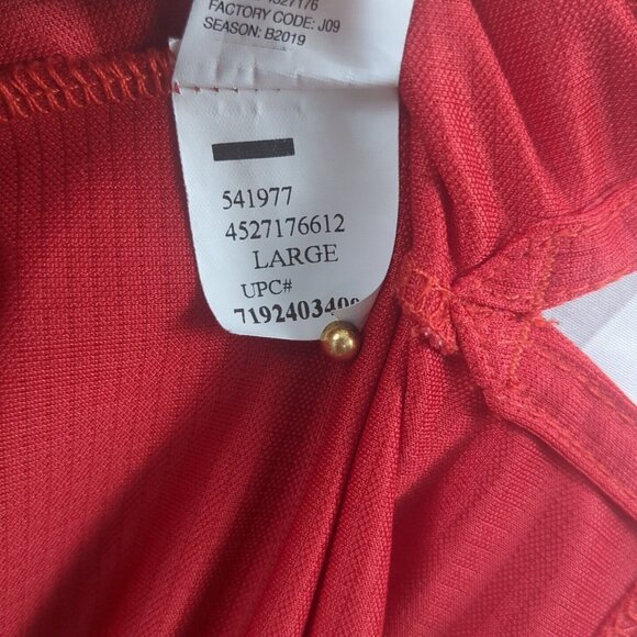 IZOD Golf Red Polo Shirt Short Sleeve Large 100% Polyester Grid Pattern Textured - Picture 10 of 11